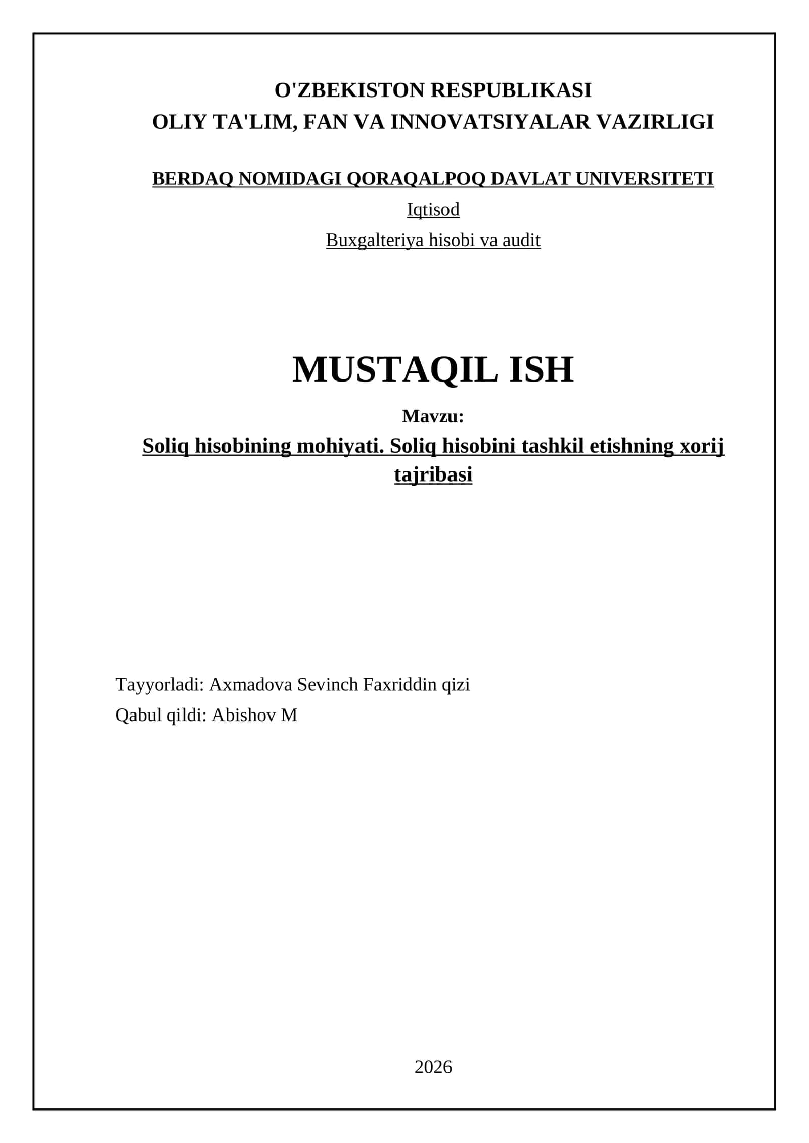 Soliq hisobining mohiyati. Sоliq hisоbini tаshkil etishning xоrij tаjribаsi