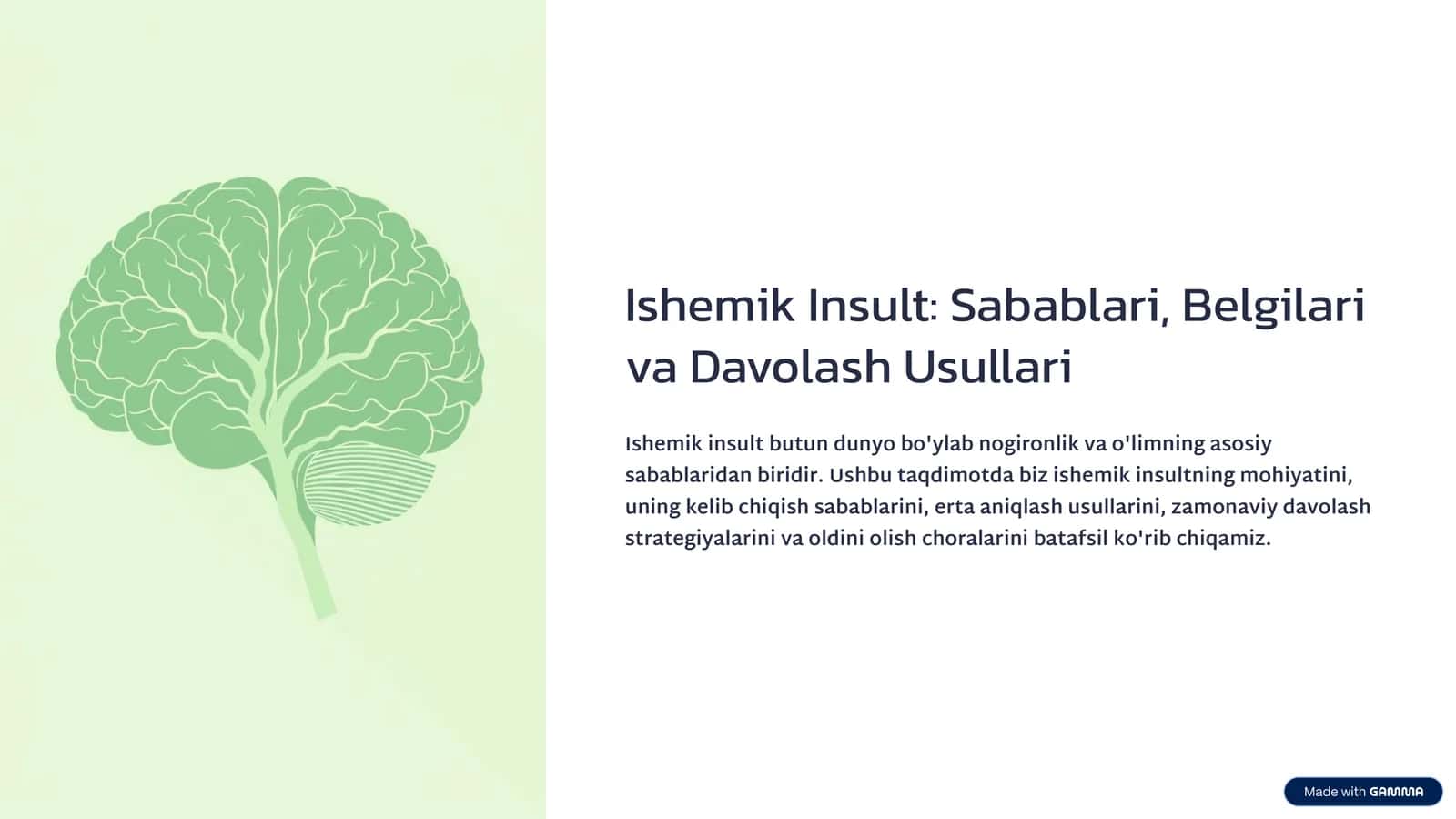 Ishemik Insult: Sabablari, Belgilari va Davolash Usullari