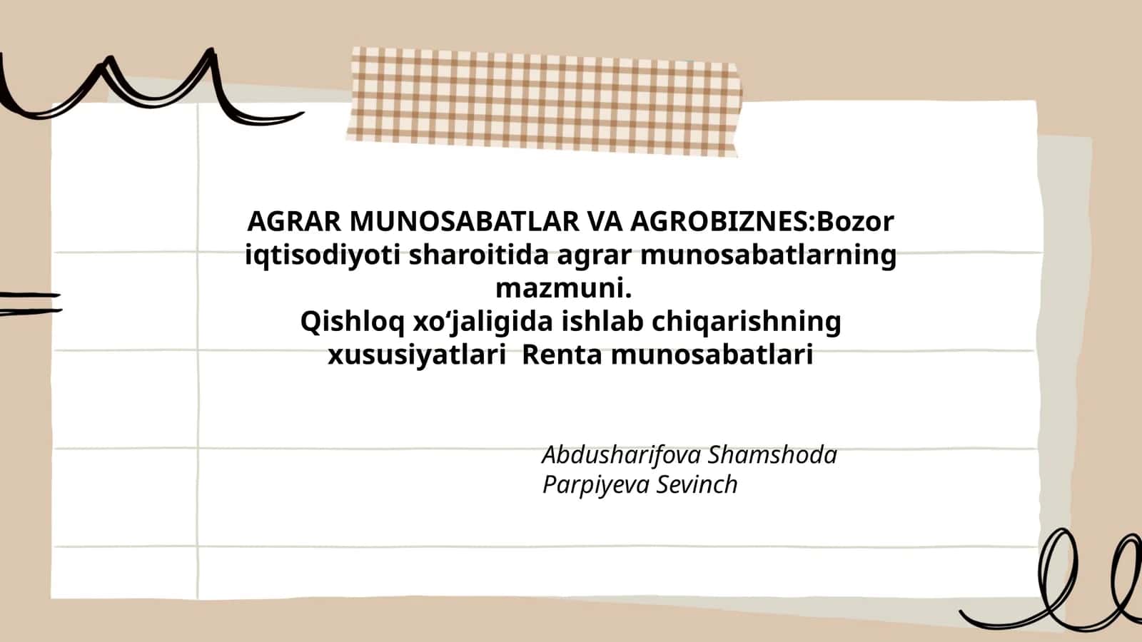 AGRAR MUNOSABATLAR VA AGROBIZNES