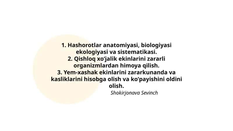 Hashorotlar anatomiyasi, biologiyasi ekologiyasi va sistematikasi