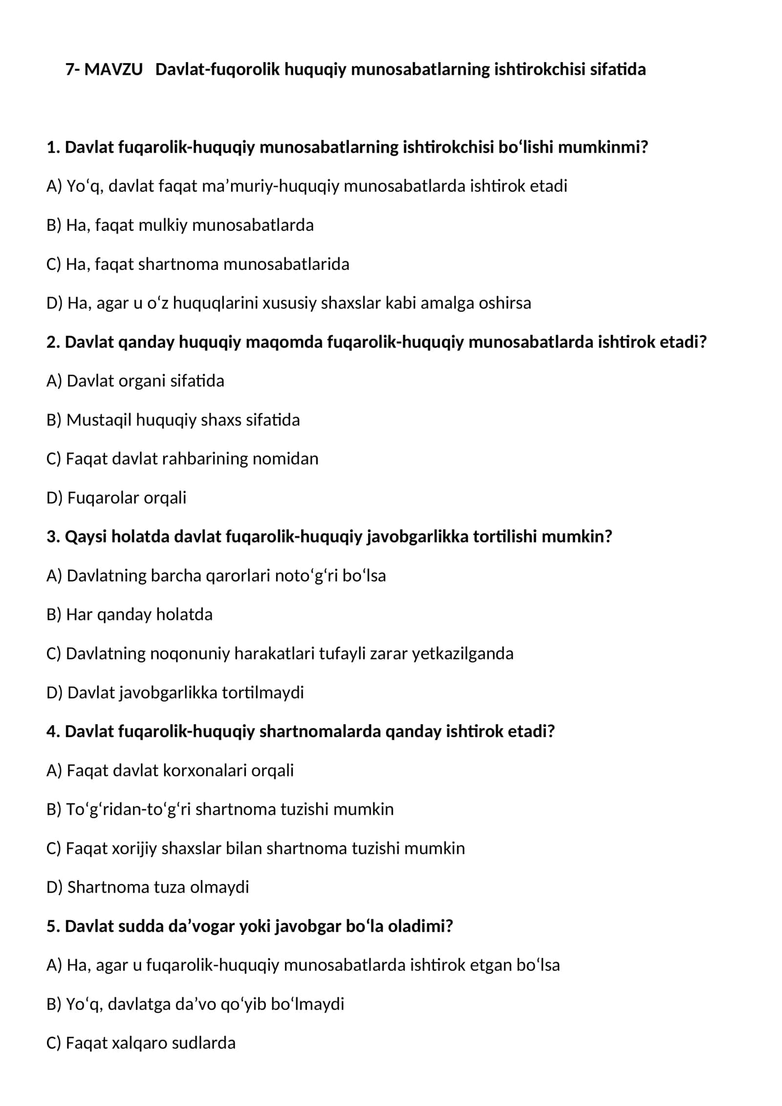 Davlat-fuqorolik huquqiy munosabatlarning ishtirokchisi sifatida