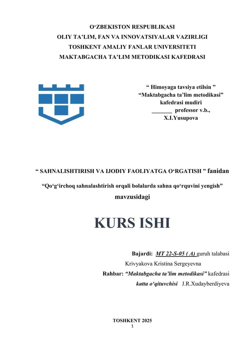 Qoʻgʻirchoq sahnalashtirish orqali bolalarda sahna qoʻrquvini yengish