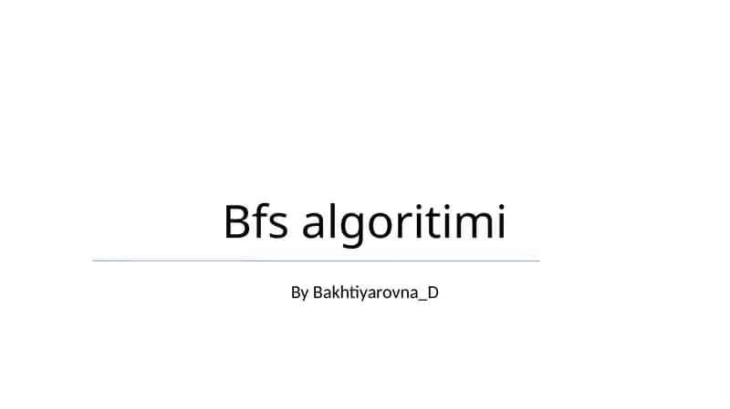 Bfs algoritimi