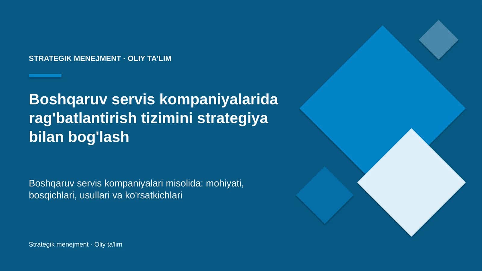 Strategik Menejment · Oliy Ta'lím