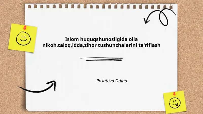 Islom huquqshunosligida oila nikoh,taloq,idda,zihor tushunchalarini ta'riflash