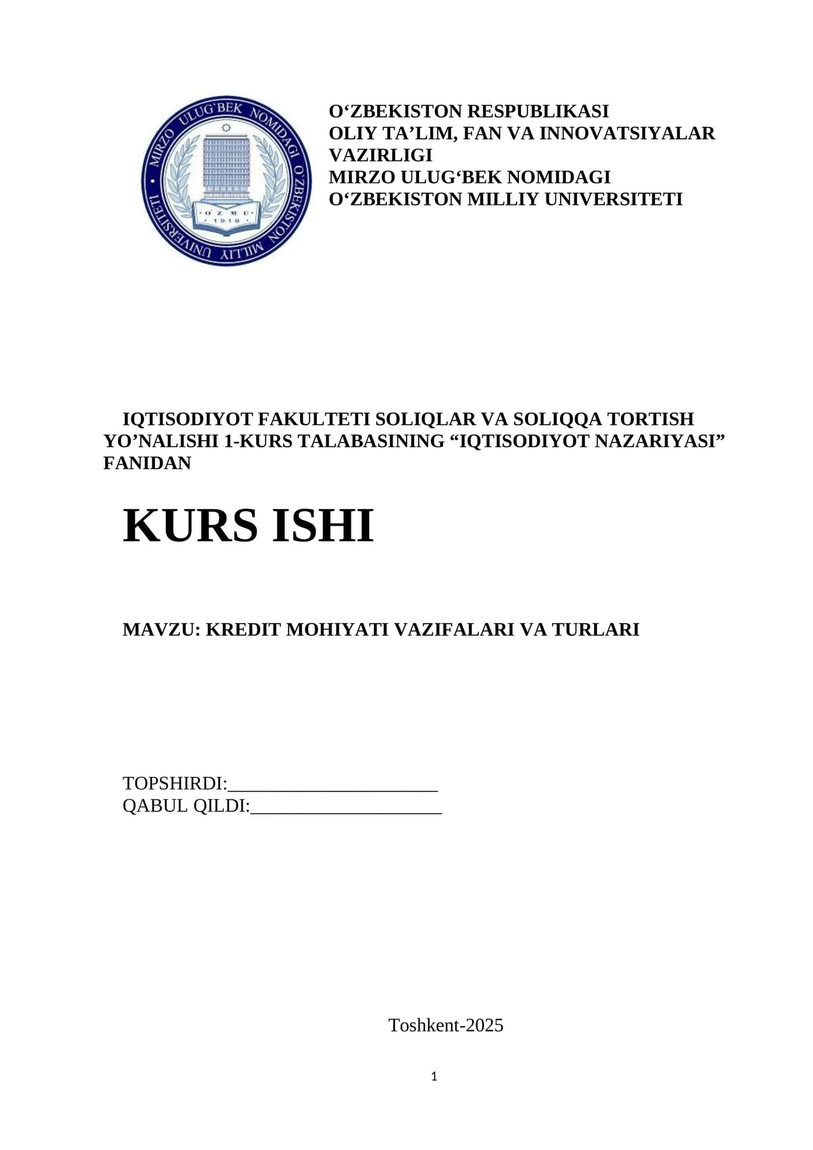 IQTISODIYOT NAZARIYASI
