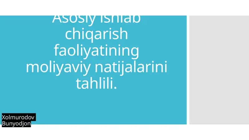 KORXONALAR MOLIYAVIY NATIJALARINI TAHLIL QILISH