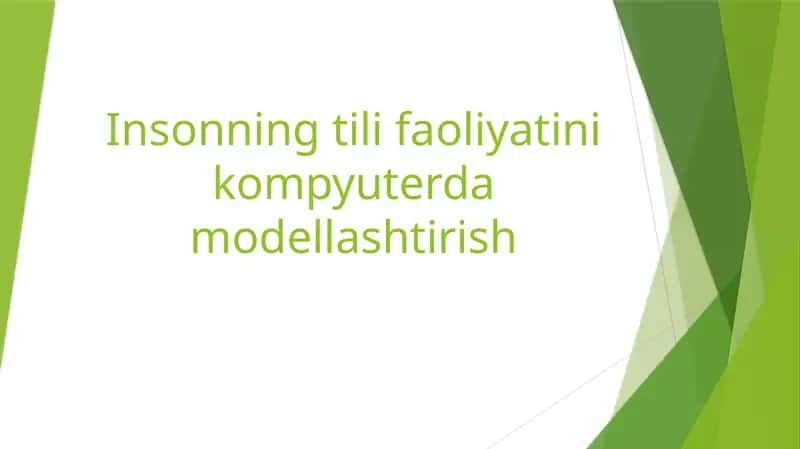 Insonning tilifaoliyatini kompyuterda modellashtirish