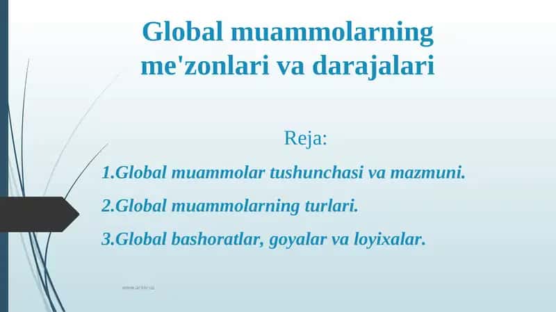 Global muammolarning me'zonlari va darajalari