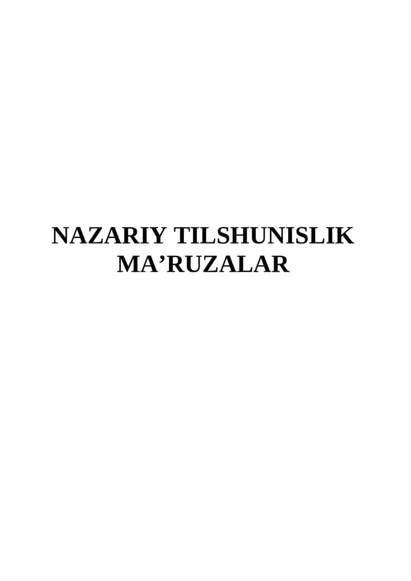 NAZARIY TILSHUNISLIK MA’RUZALAR