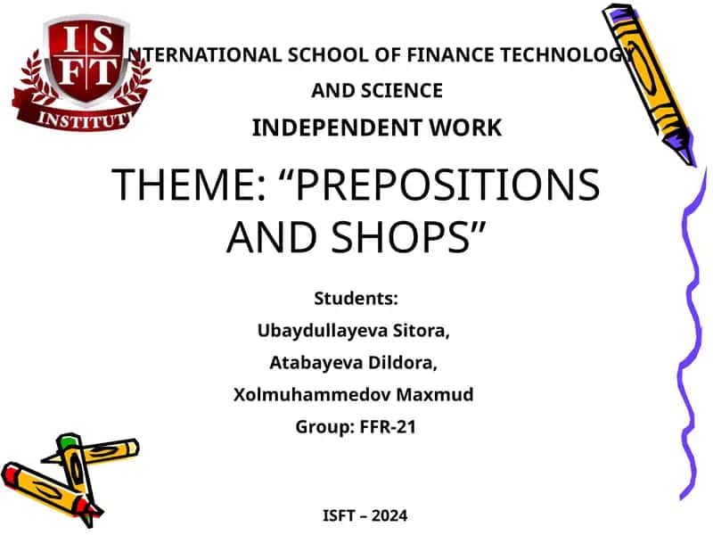 Prepositions and Shops