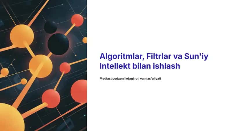 Algoritmlar, Filtrlar va Sun'iy Intellekt bilan ishlash