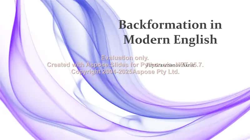 Backformation in Modern English