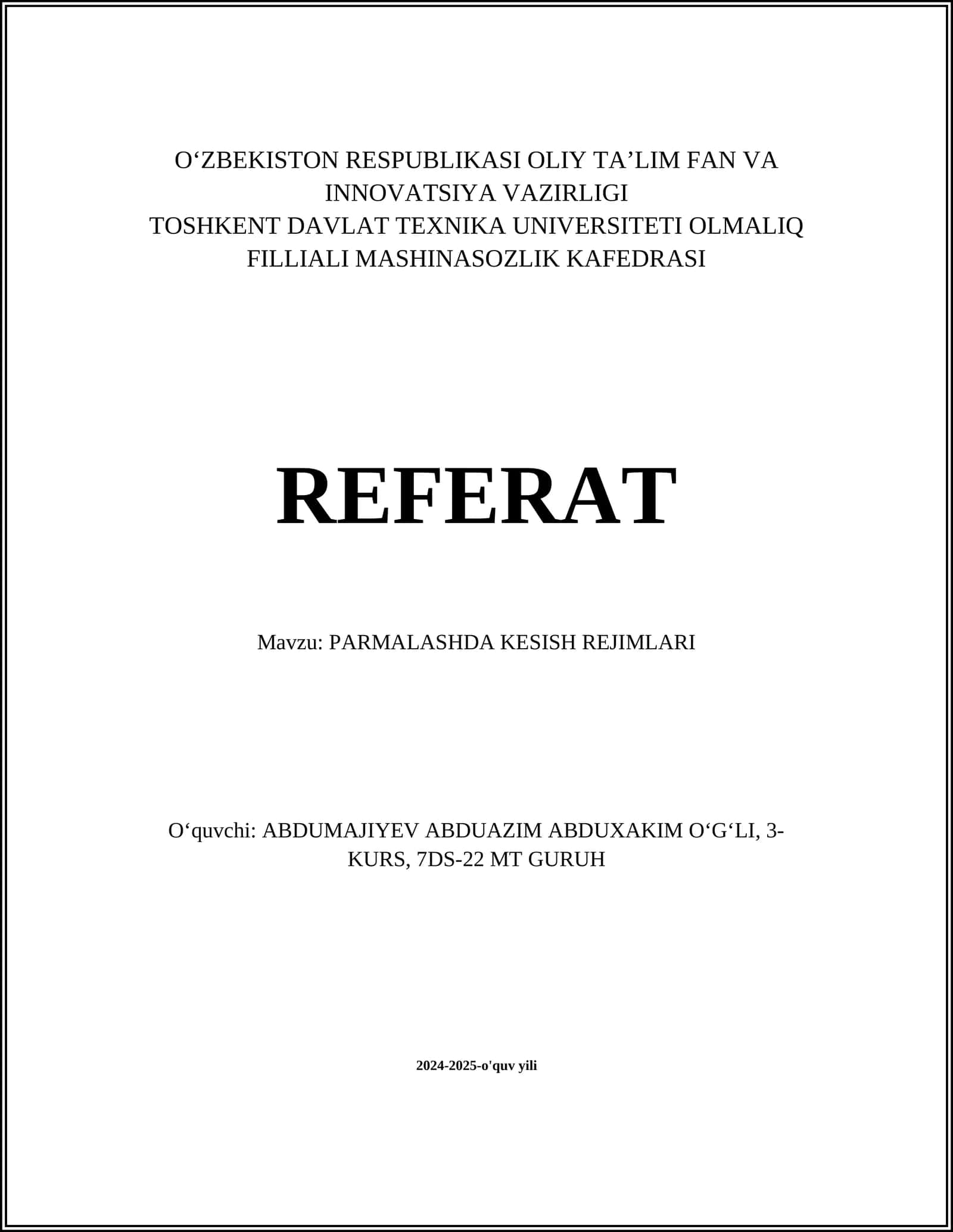 PARMALASHDA AYLANA TEZLIGI
