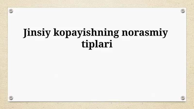 Jinsiy kopayishning norasmiy tiplari