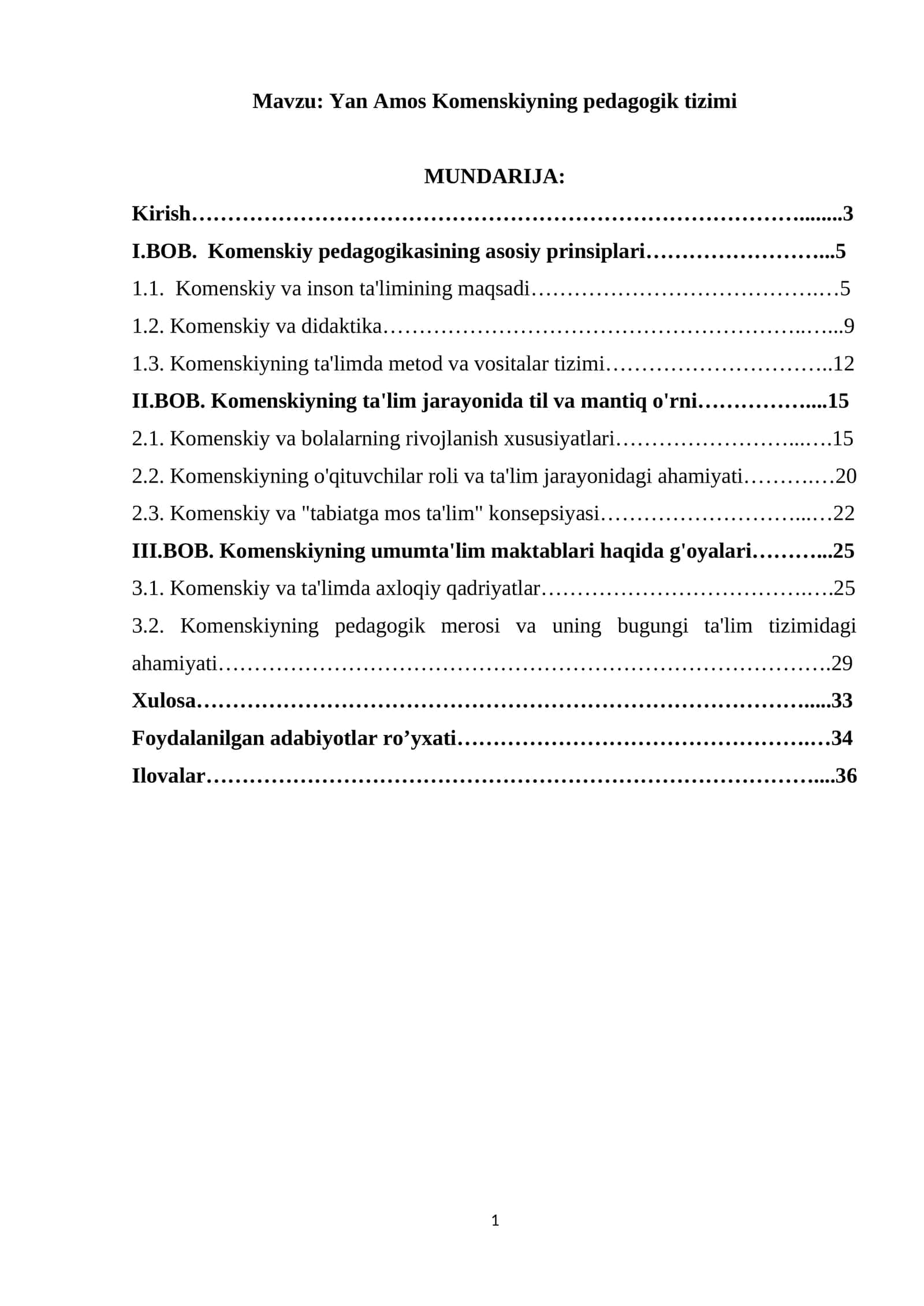 Yan Amos Komenskiyning pedagogik tizimi