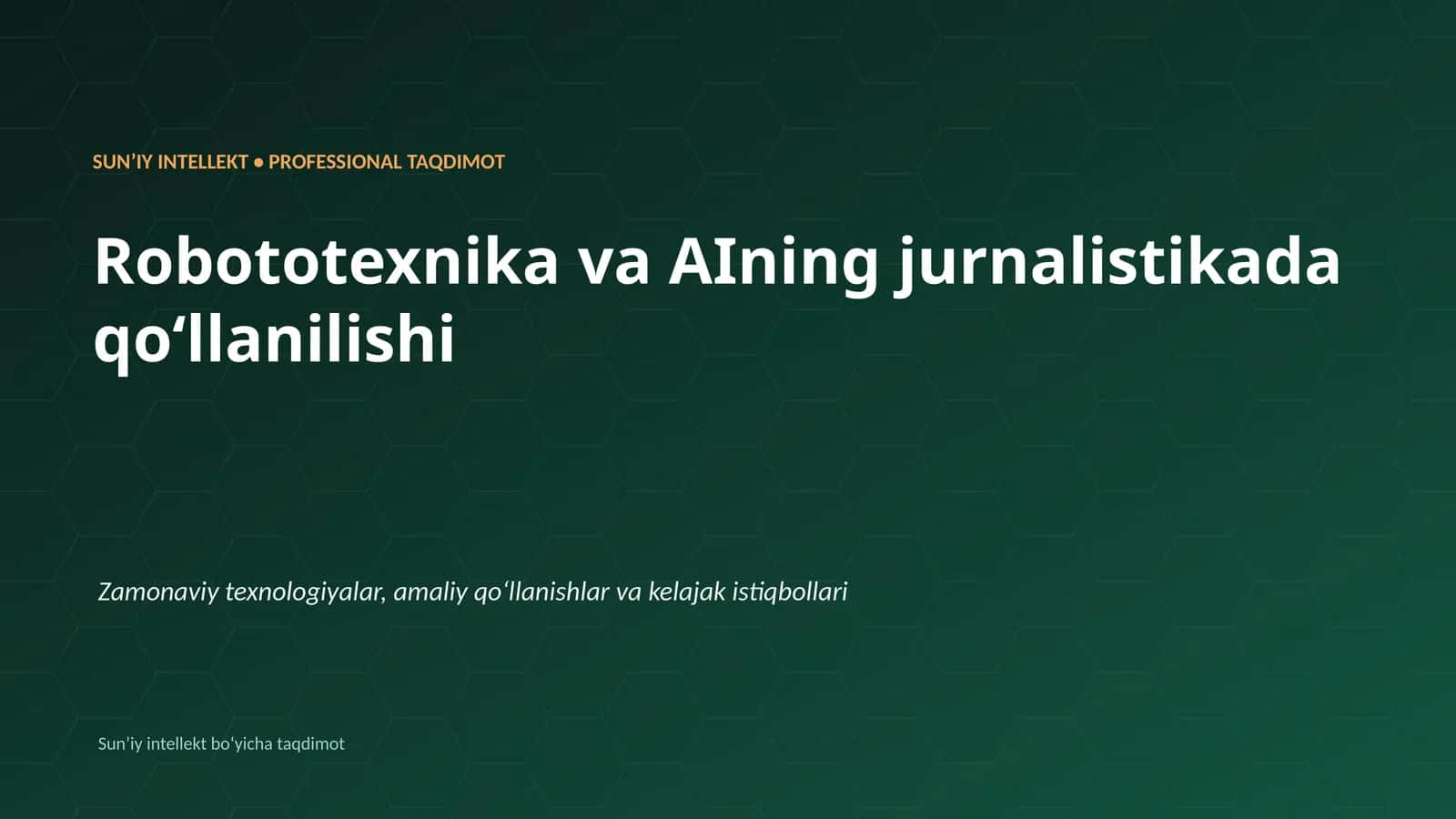 Robototexnika va AIning jurnalistikada qoʻllanilishi
