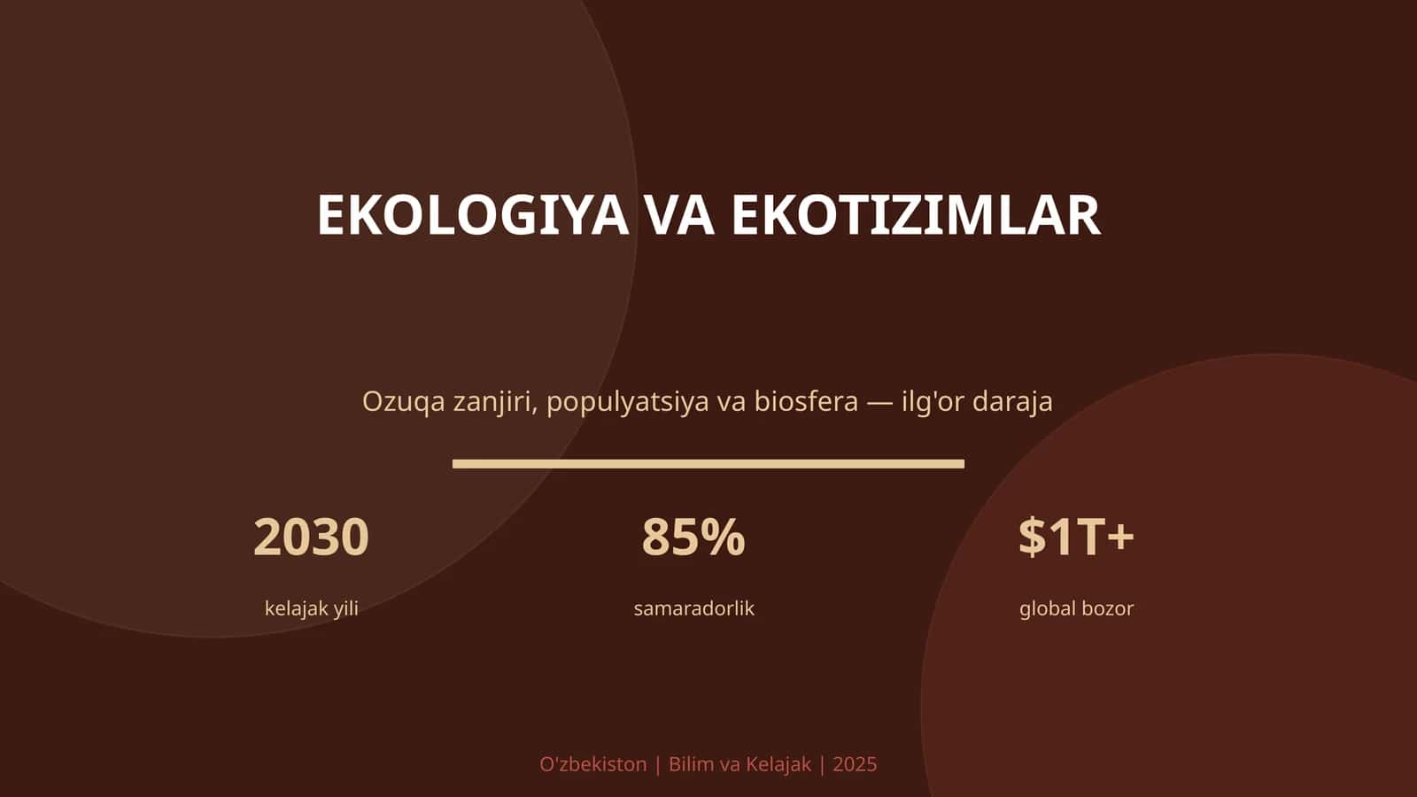 EKOLOGIYA VA EKOTIZIMLAR