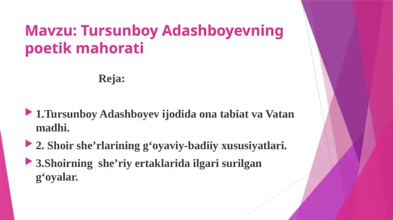 Tursunboy Adashboyevning poetik mahorati