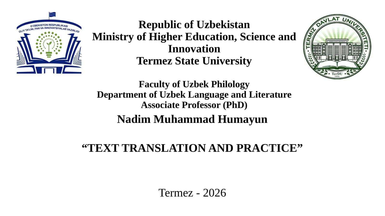 TEXT TRANSLATION AND PRACTICE