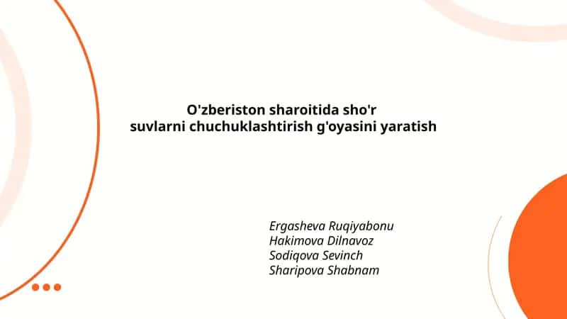 O'zbekiston sharoitida sho'r suv manbalari