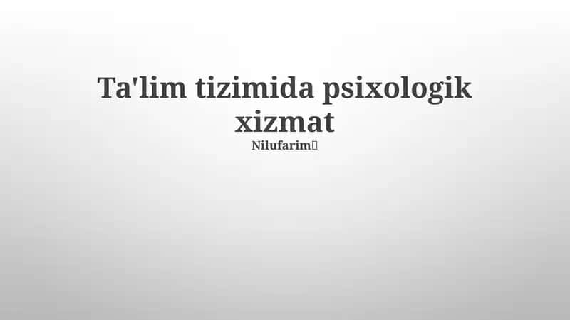 Psixologik xizmatlar
