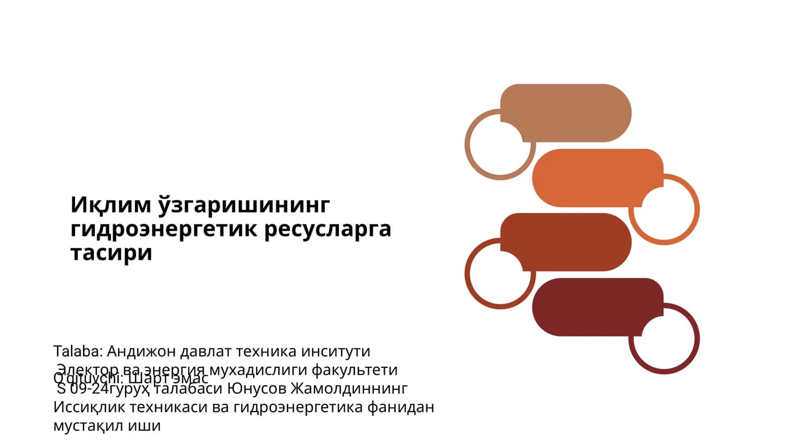 Иқлим ўзгаришининг гидроэнергетик ресусларга тасири