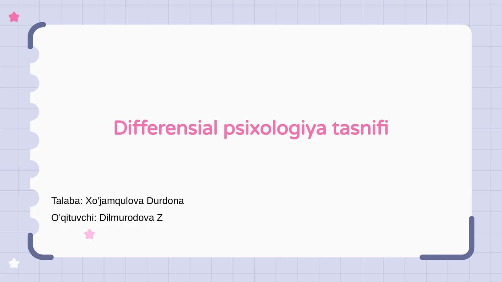 Differensial psixologiya tasnifi
