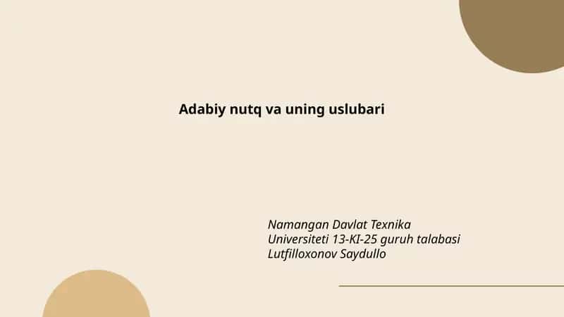 Adabiy nutq va uning uslubari