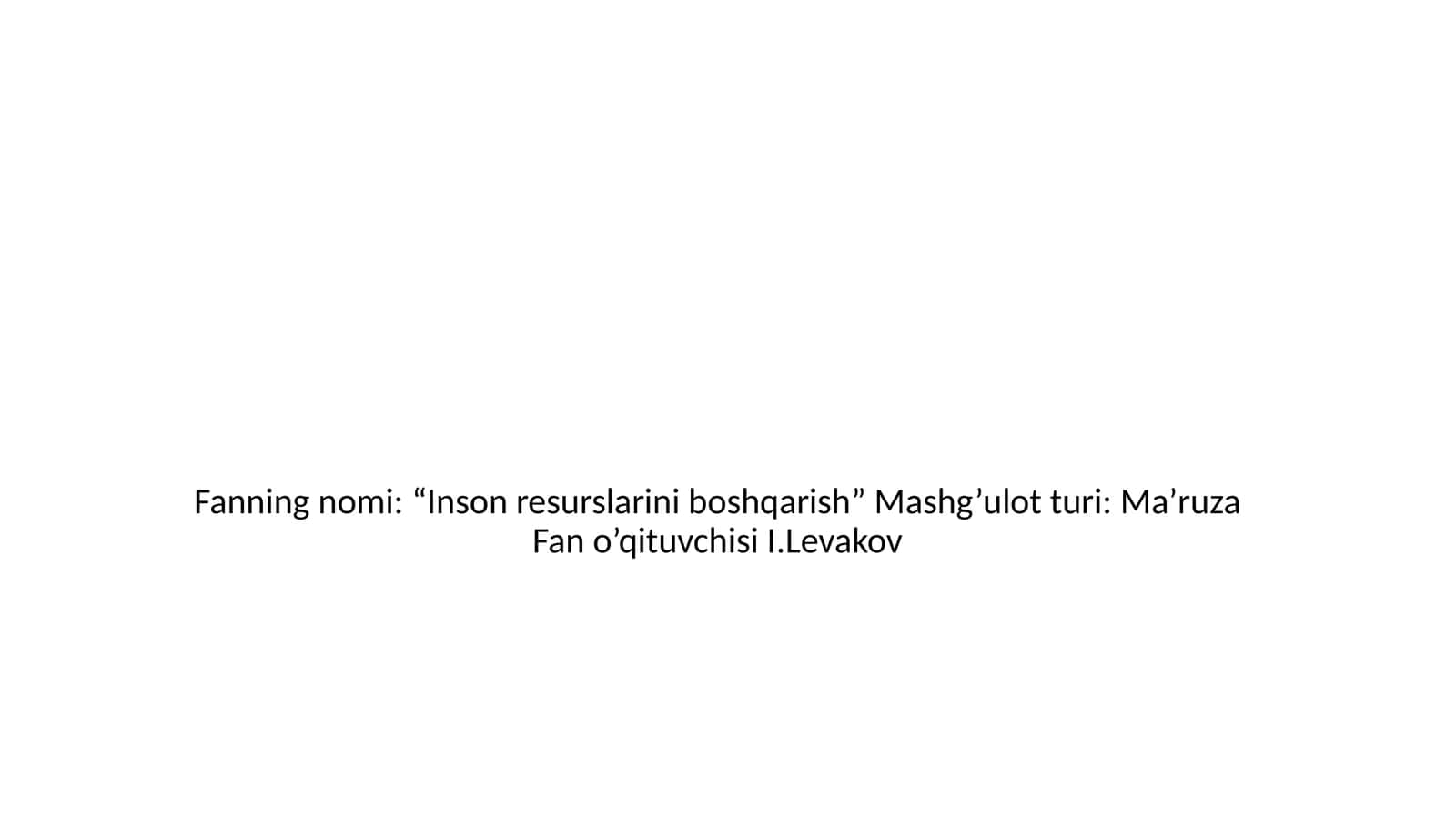"Inson resurslarini boshqarish"