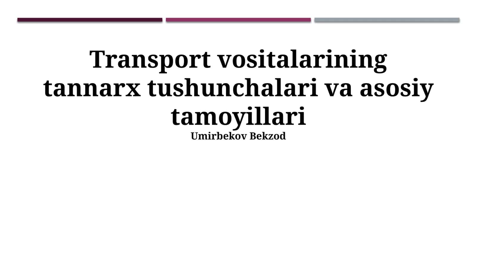 Transport vositalarining tannarx tushunchalari va asosiy tamoyillari
