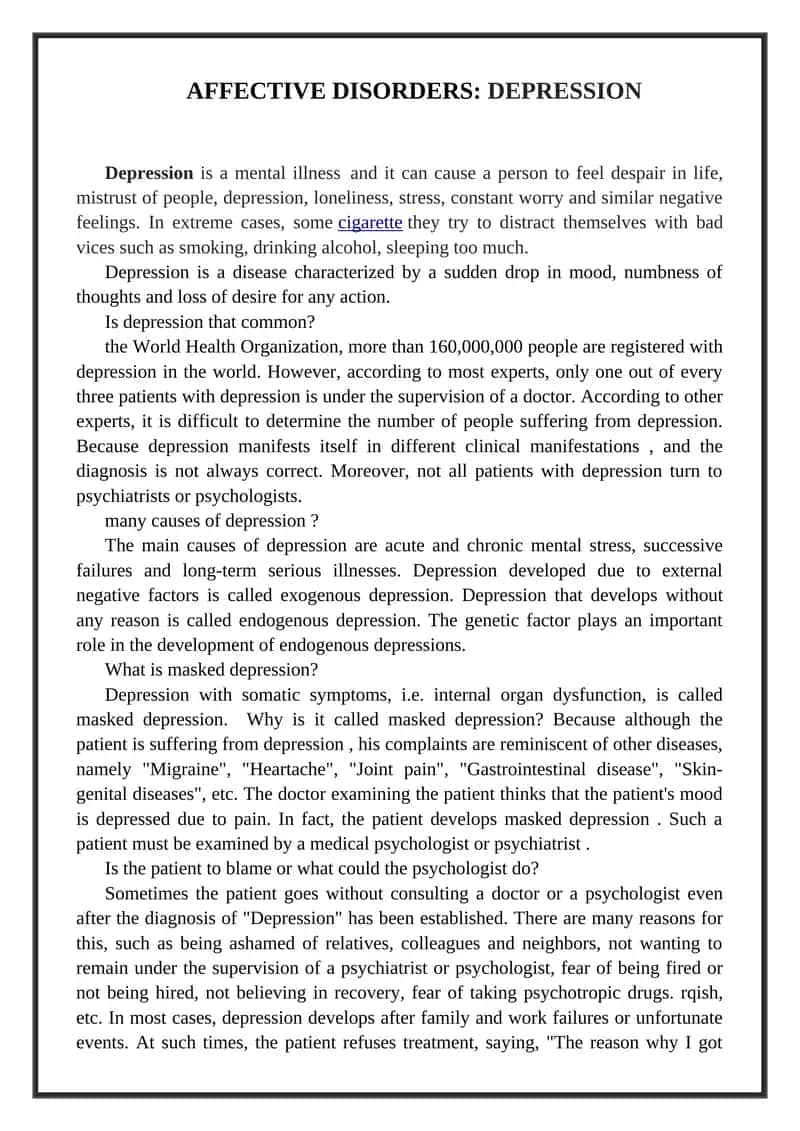 Affective Disorders: Depression