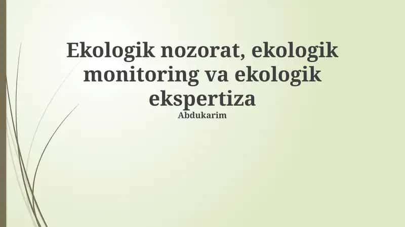 Ekologik nozorat, ekologik monitoring va ekologik ekspertiza