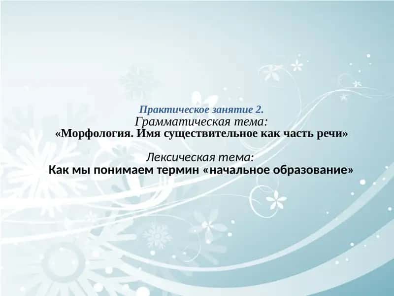 Морфология. Имя существительное как часть речи