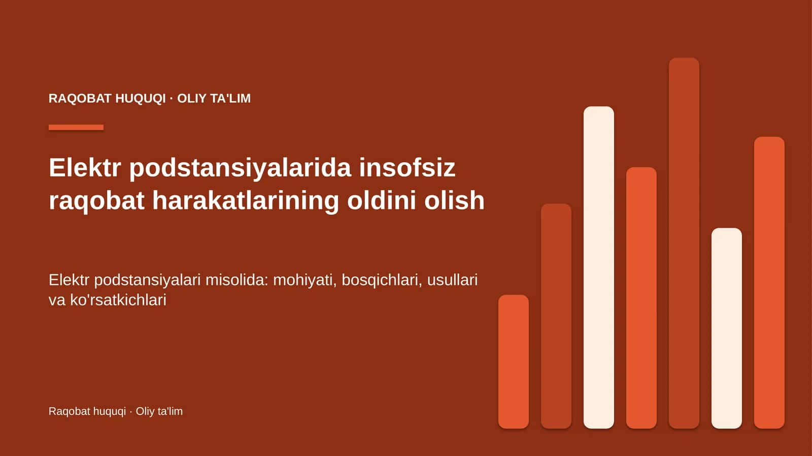 Elektr podstansiyalarida insofsiz raqobat harakatlarining oldini olish