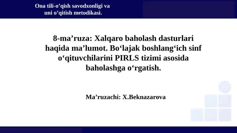 Onatili-o’qish savodxonligi va uni o’qitish metodikasi