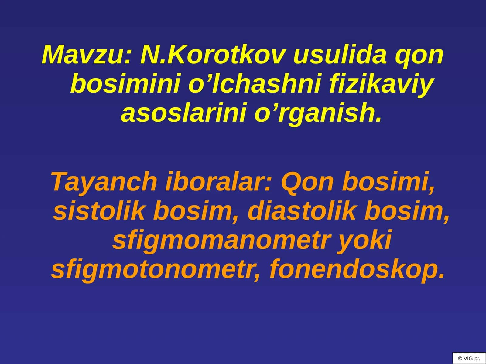 N.Korotkov usulida qon bosimini o’lchashni fizikaviy asoslarini o’rganish