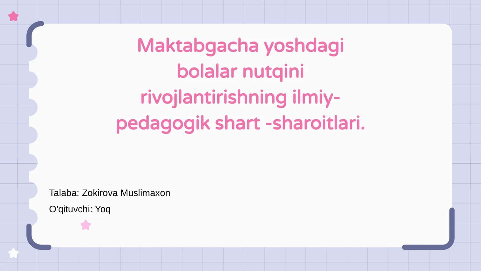 Maktabgacha yoshdagi bolalar nutqini rivojlantirishning ilmiy-pedagogik shart -sharoitlari