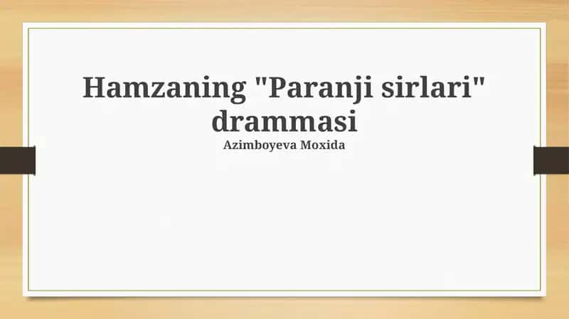 "Paranji sirlari" drammasi