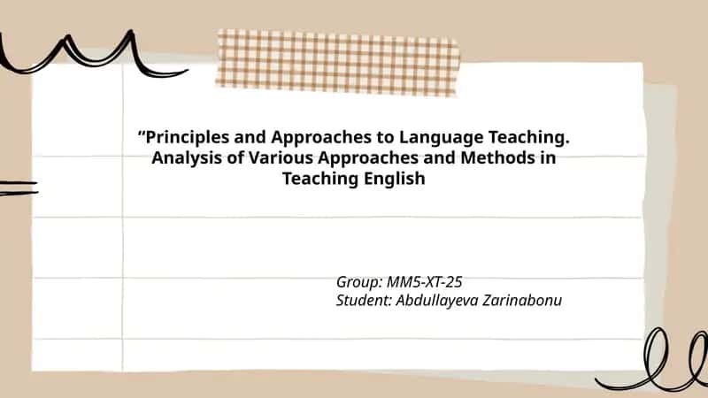 Principles and Approaches to Language Teaching