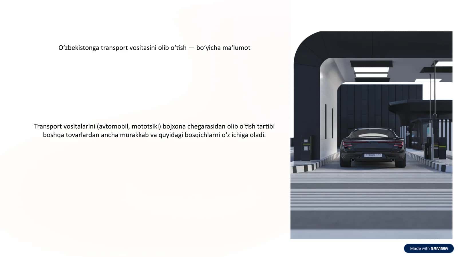Transport vositalarini olib oʻtish