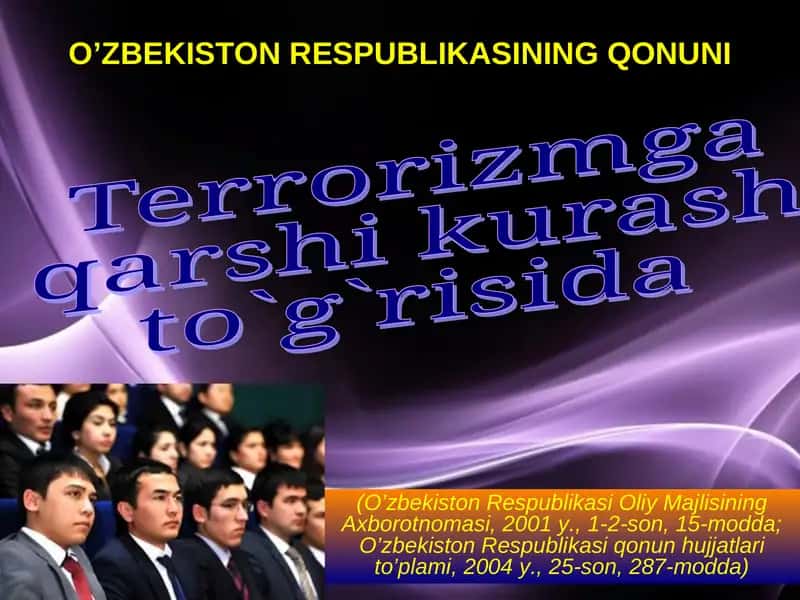 Terrorizmga qarshi kurash to`g`risida UMUMIY QOIDALAR