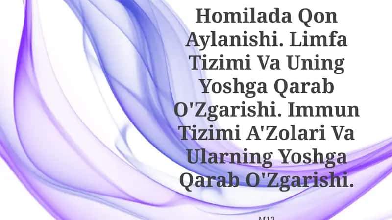 Vena Tizimi Va Uning Yoshga Qarab O'Zgarishi