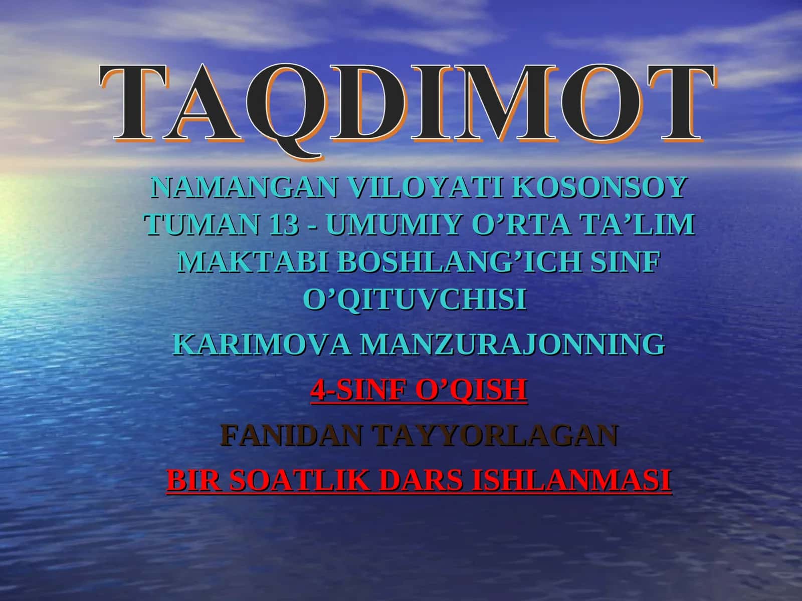 Suv bilan suhbat - 4-sinf darsi