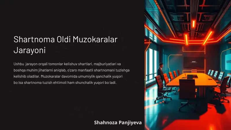 Shartnoma Oldi Muzokaralar Jarayoni