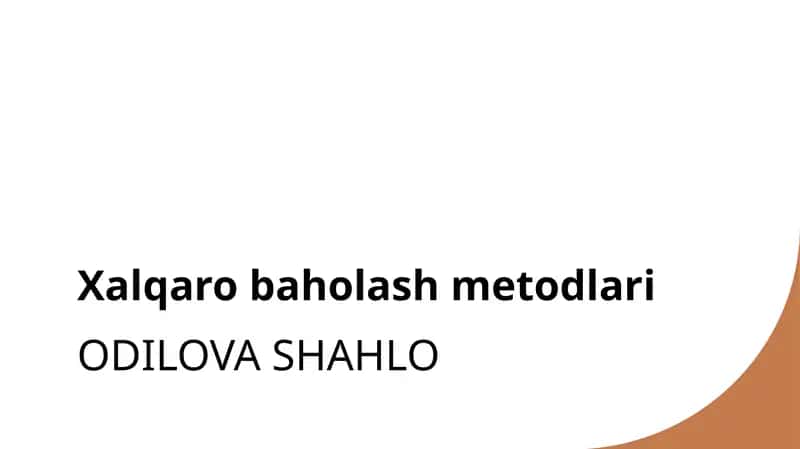 Xalqaro baholash metodlari