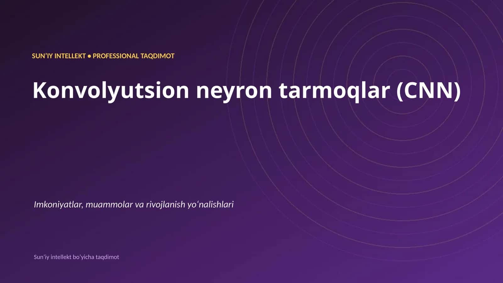 Konvolyutsion neyron tarmoqlar (CNN)
