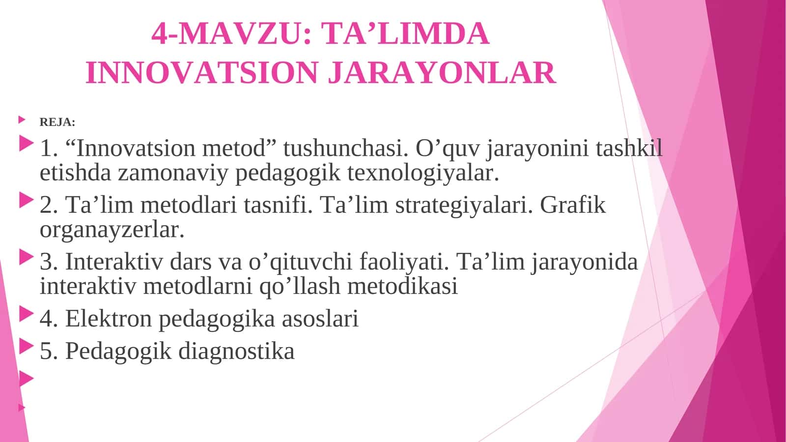 TA’LIMDA INNOVATSION JARAYONLAR