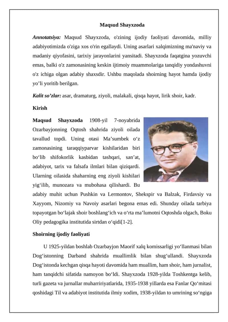 Maqsud Shayxzoda
