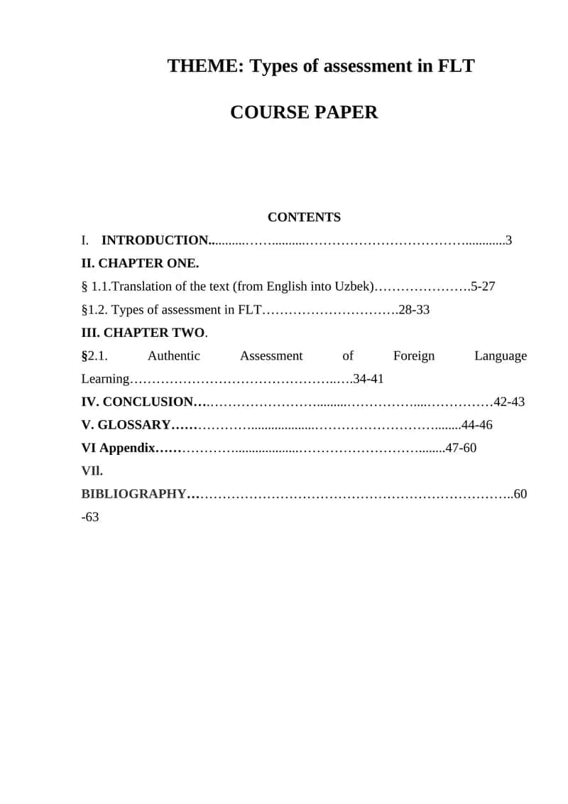 Types of assessment in FLT